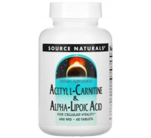 Ацетил карнитин + альфа-липоевая кислота Source Naturals Acetyl L-Carnitine & Alpha Lipoic Acid 650 мг 60 таб