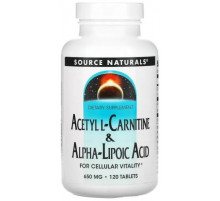 Ацетил карнитин + альфа-липоевая кислота Source Natural Acetyl L-Carnitine & Alpha-Lipoic Acid 650 мг 120 таб