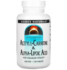 Ацетил карнітин + альфа-ліпоєва кислота Source Natural Acetyl L-Carnitine & Alpha-Lipoic Acid 650 мг 120 таб