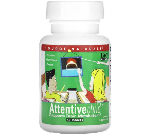 Вітаміни для мозку дитячі Source Naturals Attentive Child 60 таблеток