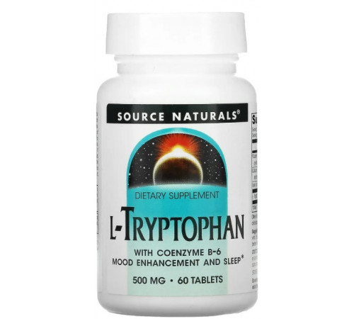 Триптофан коферментной Source Naturals L-Tryptophan with Coenzyme B-6 500 мг 60 таб