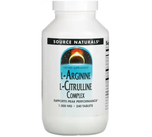 Аргінін цитрулін (амінокислоти) Source Naturals L-Arginine L-Citrulline 240 таб