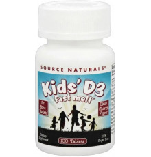 Вітамін Д3 для дітей Source NaturalsKids D-3 400 IU 100 таб вишня
