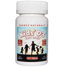 Вітамін D3 для дітей швидкорозчинний Source Naturals Kids D3 смак ягід 200 таб