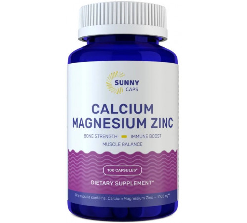 Мінерали Sunny Caps Кальцій магній цинк Calcium Magnesium Zinc 60 капс