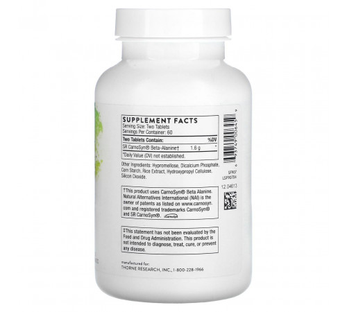 Бета-аланін Thorne Beta Alanine-SR 120 таб