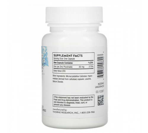 Піколінат цинку Thorne Zinc Picolinate 30 мг 60 капс