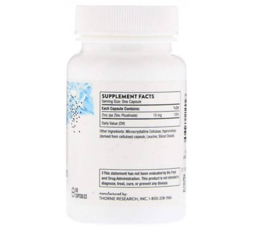 Цинк Пиколинат 15мг Thorne Zinc Picolinate 60 капс