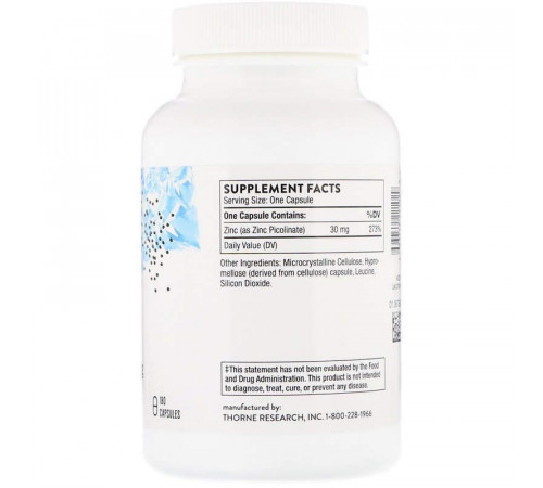 Піколінат цинку посилений Thorne Zinc Picolinate 180 капс
