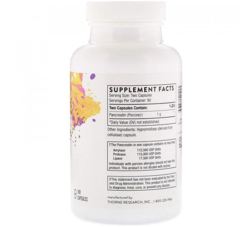 Панкреатин Thorne Dipan-9 Pancreatic Enzymes 180 капс
