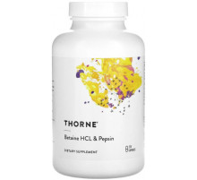 Бетаїн гідрохлорид + пепсин Thorne Betaine HCL + Pepsin 225 капсул