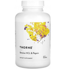 Бетаїн гідрохлорид + пепсин Thorne Betaine HCL + Pepsin 225 капсул