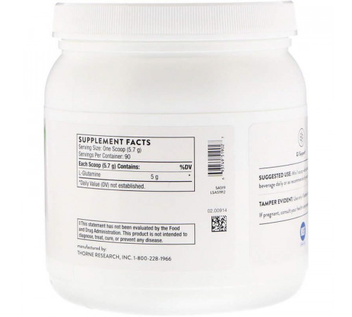L- глютамін в порошці Thorne L-Glutamine 513 гр