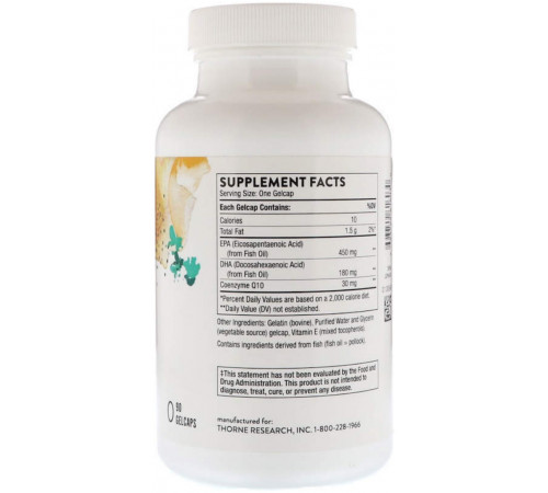 Омега-3 з коензимом Thorne Q-10 Omega-3 w/CoQ10 90 капс