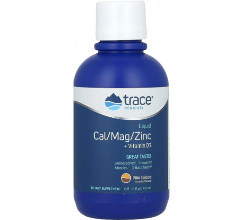 Рідкий кальцій магній цинк для кісток Trace Minerals Research Cal/Mag/Zinc 473 мл Піна Колада