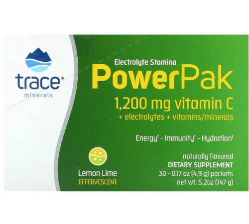 Электролиты Trace Minerals ResearchElectrolyte Stamina PowerPak 30 пак лимон-лайм