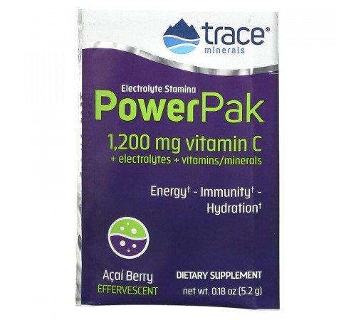 Електроліти Trace Minerals Research Electrolyte Stamina Power Pak 30 пак ягоды асаї