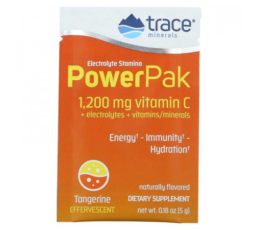 Электролиты Trace Minerals Research Electrolyte Stamina Power Pak 30 пакетов по 5 г мандарин