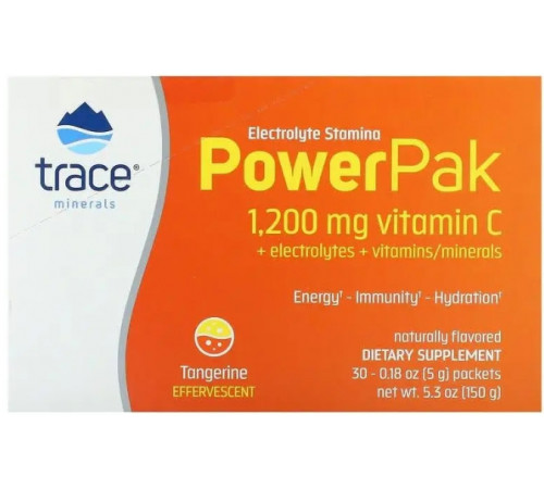 Электролиты Trace Minerals Research Electrolyte Stamina Power Pak 30 пакетов по 5 г мандарин