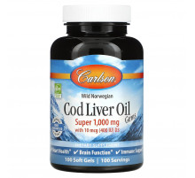 Риб'ячий жир з печінки тріски Carlson Cod Liver Oil 1000 мг 100 капс