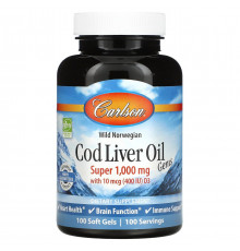 Риб'ячий жир з печінки тріски Carlson Cod Liver Oil 1000 мг 100 капс