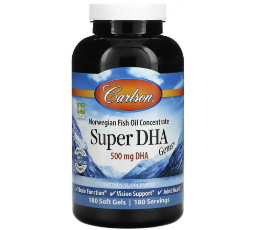 Рибʼячий жир Carlson Super-DHA Gems 500 мг 180 капс