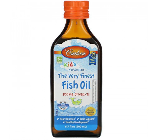 Омега 3 для дітей Carlson Fish Oil 200 мл апельсин