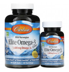 Омега-3 норвезька Carlson Elite Omega-3 1600 мг 90+30 гел капс лимон
