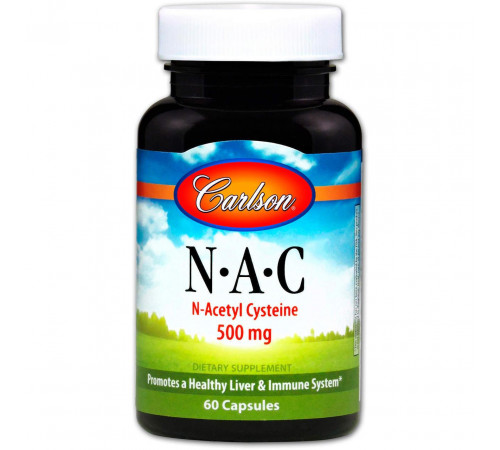 Ацетилцистеїн Carlson N-Acetil Cysteine C 500 мг 60 капс
