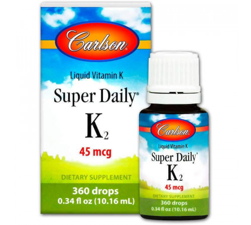 Вітамін К-2 (менахінон) Carlson Super Daily K2 45 мкг 10,16 мл