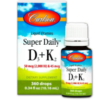 Вітамін D3 і вітамін К-2 Carlson Super Daily D3 + K2 16 мл