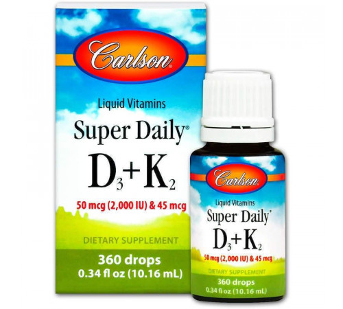 Вітамін D3 і вітамін К-2 Carlson Super Daily D3 + K2 16 мл