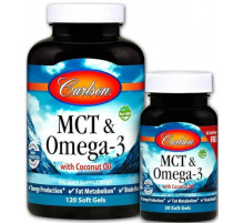 МСТ і Омега-3 Carlson MCT & Omega-3 120 гел капс та 30 гел кас