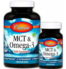 МСТ і Омега-3 Carlson MCT & Omega-3 120 гел капс та 30 гел кас