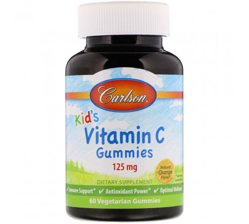Вітамін С для дітей Carlson Kid's Vitamin C Gummies 60 жувальних цукерок апельсин