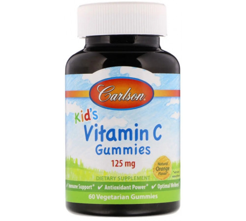 Вітамін С для дітей Carlson Kid's Vitamin C Gummies 60 жувальних цукерок апельсин