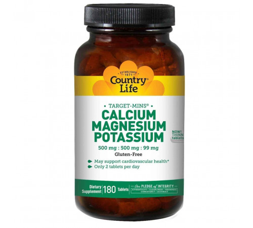 Кальцій магній калій Country Life Calcium Magnesium Potassium 180 таб