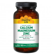 Кальцій магній цинк Country Life Calcium Magnesium Zinc 180 таб