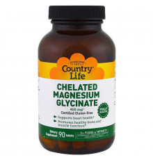 Магній гліцинат Country Life  Chelated Magnesium Glycinate 400 мг 90 таб