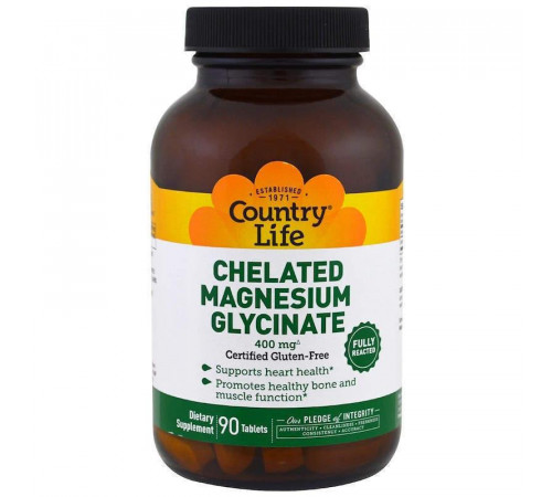Магній гліцинат Country Life  Chelated Magnesium Glycinate 400 мг 90 таб