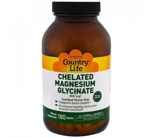 Магний глицинат Country Life Chelated Magnesium Glycinate 400 мг 180 таб