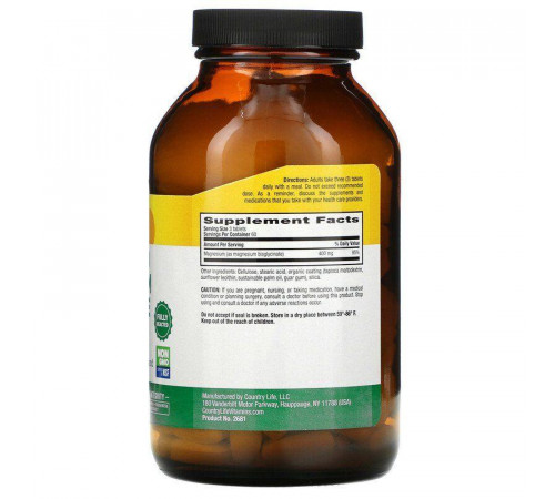 Магний глицинат Country Life Chelated Magnesium Glycinate 400 мг 180 таб