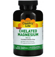 Магній хелат Country Life Chelated Magnesium 250 мг 240 таб
