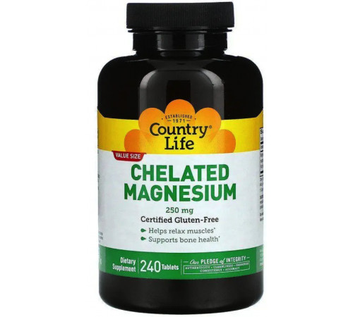 Магний хелат Country Life Chelated Magnesium 250 мг 240 таб