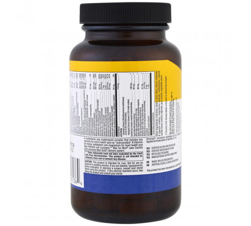 Мультивітаміни для чоловіків без заліза Country Life Multivitamin & Mineral 120 таб