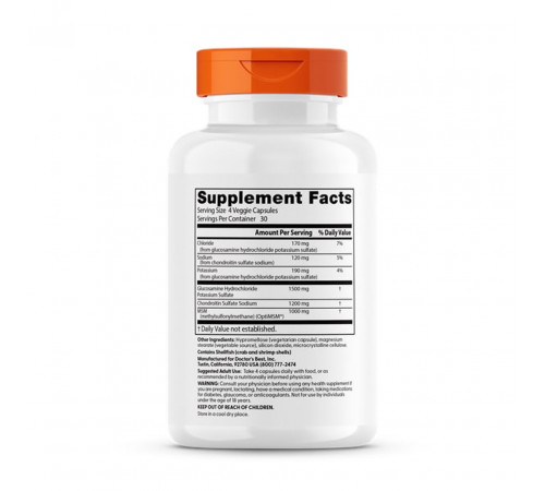 Глюкозамін хондроїтин з OptiMSM Doctorʼs Best Glucosamine Chondroitin MSM 120 вег капс