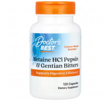 Бетаїн гідрохлорид + пепсин Doctorʼs Best Betaine HCL Pepsin 120 капс