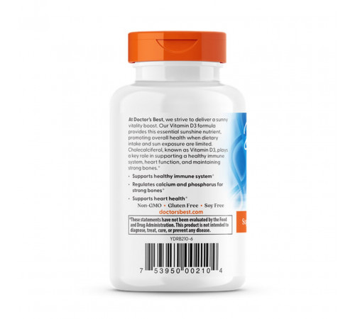 Вітамін Д3 Doctorʼs Best Vitamin D3 50 мкг (2000 МО) 180 гел капс