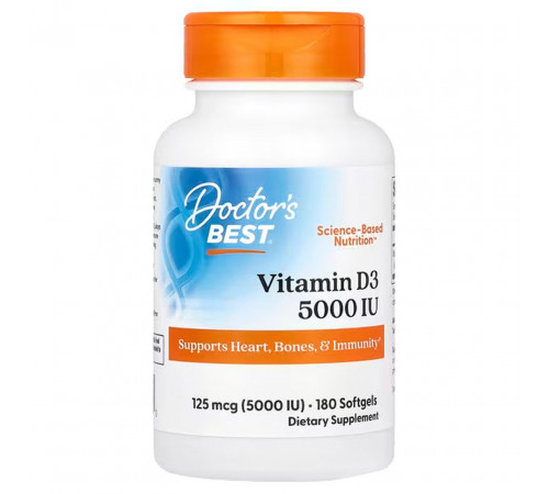 Вітамін Д3 Doctorʼs Best Vitamin D3 125 мкг (5000 МО) 180 капс