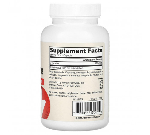 L- тирозин Jarrow Formula L-Tyrosine 500 мг 100 капс